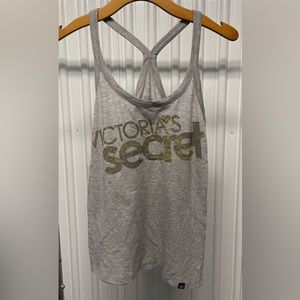 Vintage Victoria Secret Super Model Essentials Gray Gold Bling Tank XS